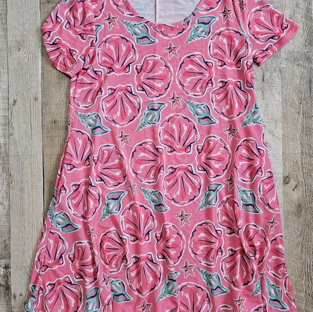 Simply Southern pink dress, shells
